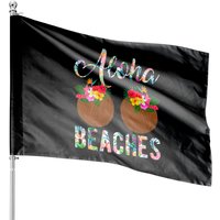 Aloha Beaches Coconut Bra Flower Hawaiian Summer Vibes Premium House Flags — Drapeaux décoratifs