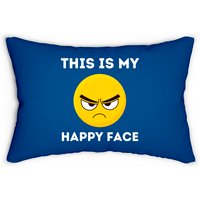 This Is My Happy Face Funny Grumpy Face Lumbar Pillows