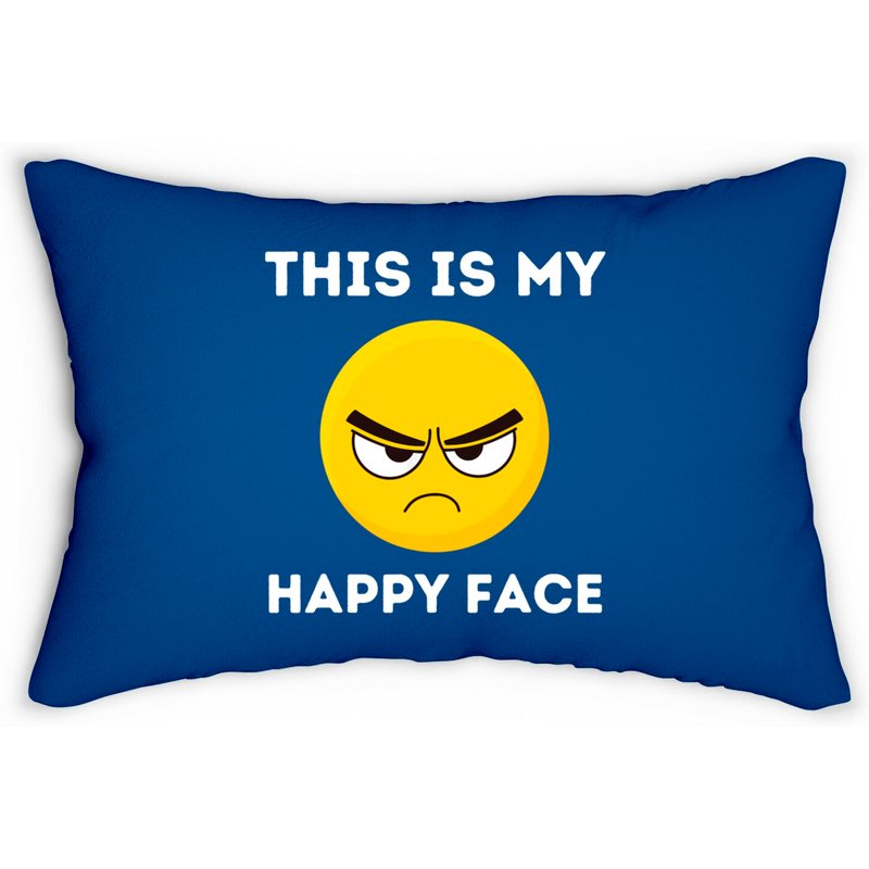 This Is My Happy Face Funny Grumpy Face Lumbar Pillows — Coussins décoratifs