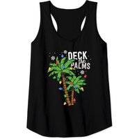 Deck The Palms Tropical Hawaii Christmas Palm Tree Lights Tank Tops