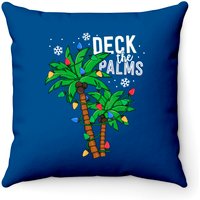 Deck The Palms Tropical Hawaii Christmas Palm Tree Lights Throw Pillows
