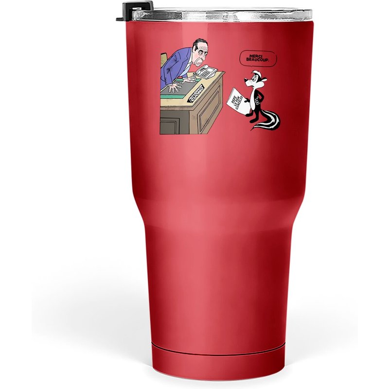 Pepe Pew Merci Beaucoup Cartoon Tumblers 30 Oz. — Mugs & Tumblers