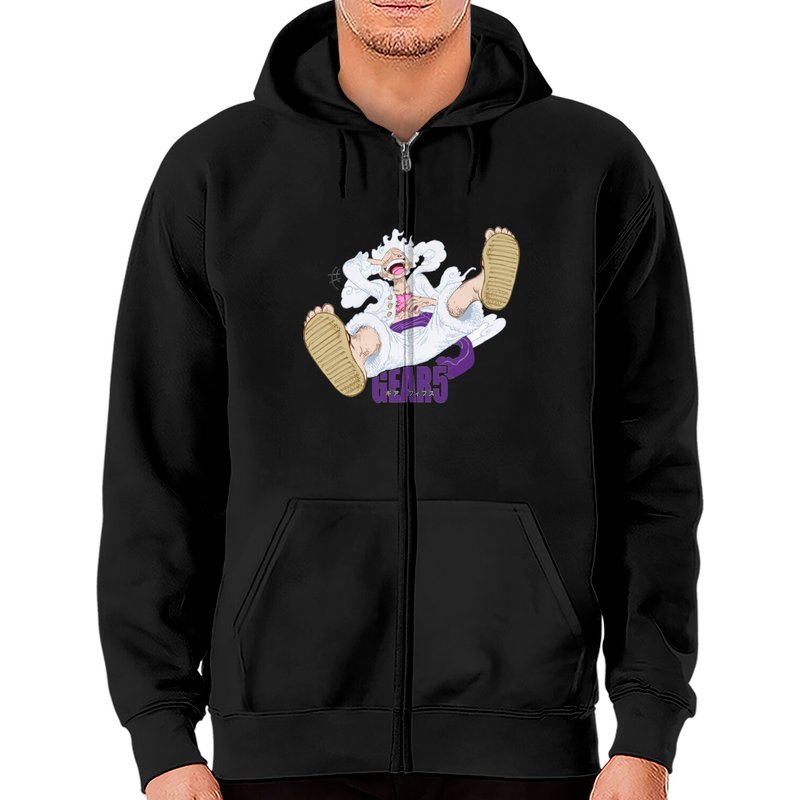 Monkey D. Luffy - Gear 5 (front Print) - One Piece - Zip Hoodies — Sweats à capuche pour hommes
