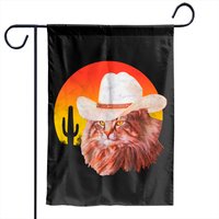 Cowboy Cat Garden Flags Meowdy! Funny Country Music Cat Cowboy Hat Vintage — Drapeaux décoratifs