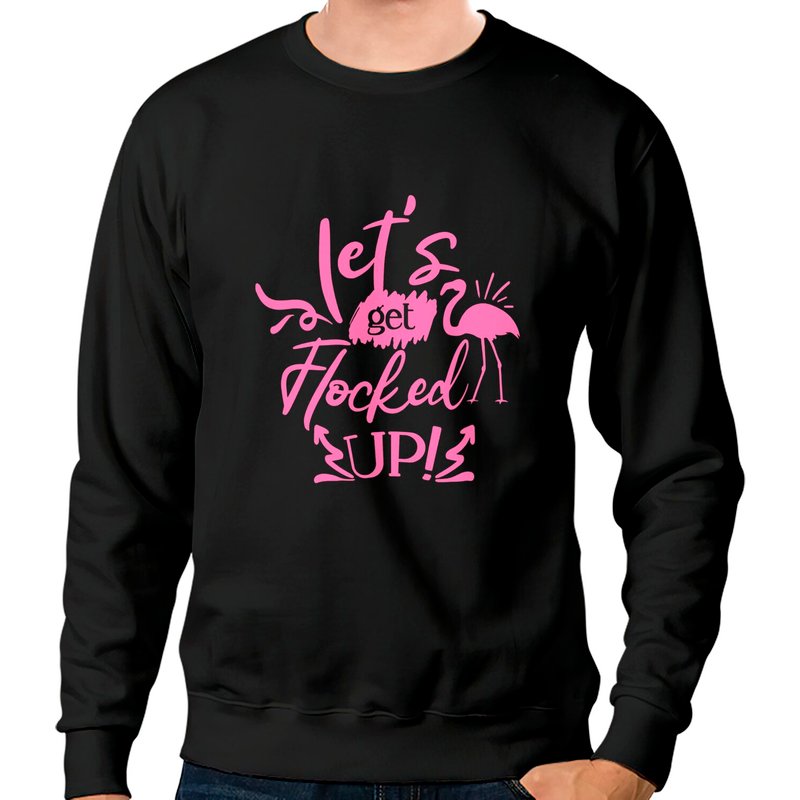 Pink Flamingo Let's Get Flocked Up Long Sleeve Sweatshirts — Sweats à capuche pour hommes