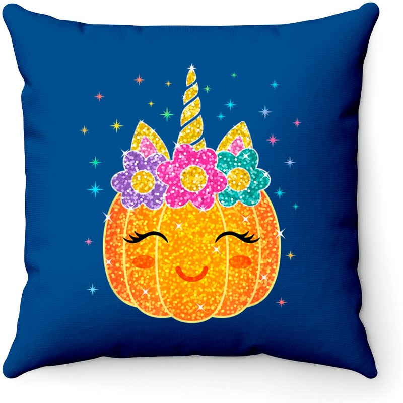 Cute Unicorn Pumpkin Halloween Thanksgiving Throw Pillows — Coussins décoratifs