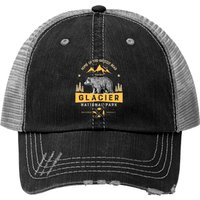Glacier National Park Print Trucker Hats Vintage Montana Bear Men Women — Casquette de baseball