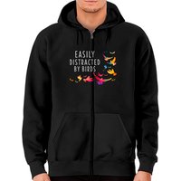 Easily Distracted By Birds Shirt Bird Lover Birder Zip Hoodies