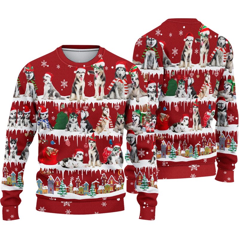 Husky Ugly Christmas Ugly Sweater — Chandails pour hommes