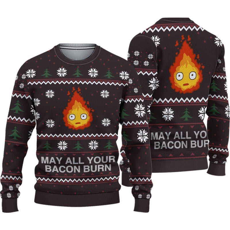 Ghibli May All Your Bacon Burn Christmas Ugly Sweater — Chandails pour hommes