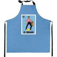 Mexican Loteria Art - El Valiente Parody - El Chingon - Loteria - Kitchen Aprons