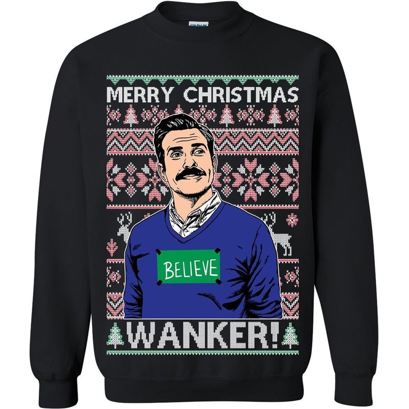 Ted Believe Wanker Holiday Tv Show Ugly Christmas Sweater — Chandails pour hommes
