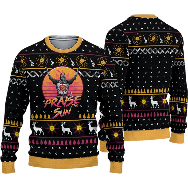 Dark Souls Praise The Sun 3d Christmas Ugly Sweater — Chandails pour hommes