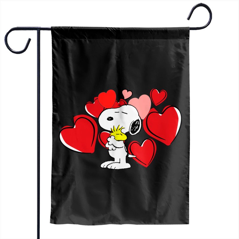Valentines Day Snoopy Dog Heart Balloons Garden Flags — Drapeaux décoratifs