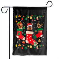 Yorkie Christmas Socks Tree Light Xmas Santa Hat Dog Lover Garden Flags