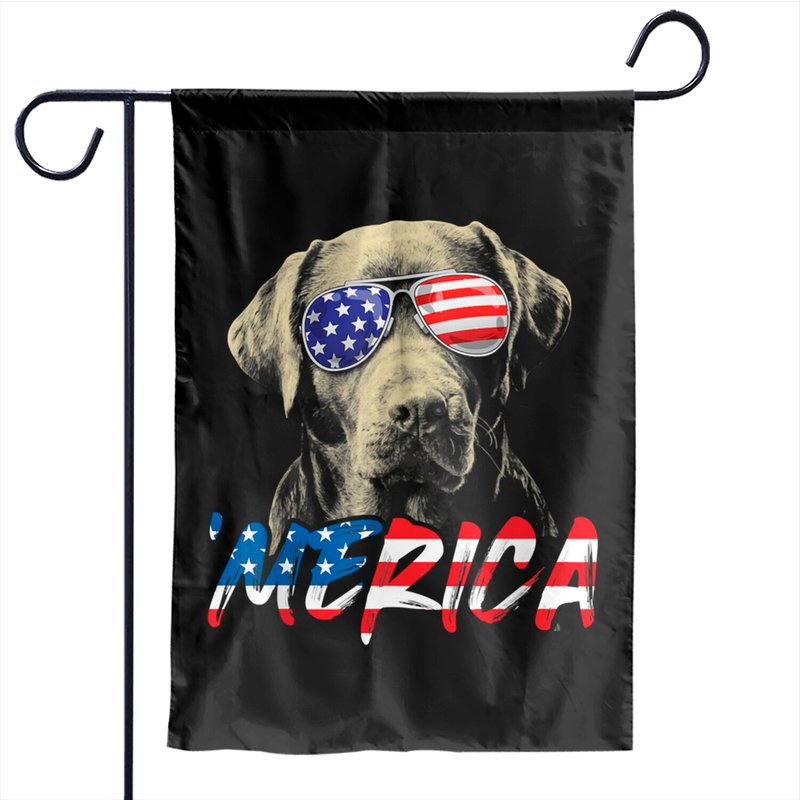 4th Of July Labrador Retriever Merica American Flag Lab Dog Garden Flags — Decorative Flags