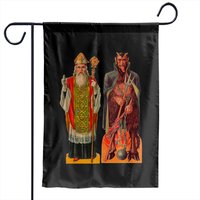 Vintage Saint Nick Santa Claus Father Christmas Krampus Garden Flags — Decorative Flags