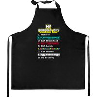 My Perfect Day Play Video Games - Gamer Gift Kitchen Aprons