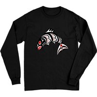 Northwest Pacific Coast Haida Art Salmon Long Sleeves — T-shirts pour hommes