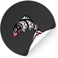 Northwest Pacific Coast Haida Art Salmon Stickers — Autocollants et stickers