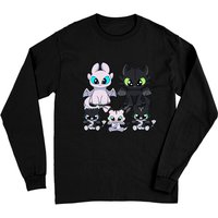 Family Dragons, How To Train Your Dragon Toothless & Light Fury, Night Fury Babies - How To Train Your Dragon Toothless - Long Sleeves — Mens T Shirts