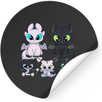 Family Dragons, How To Train Your Dragon Toothless & Light Fury, Night Fury Babies - How To Train Your Dragon Toothless - Stickers