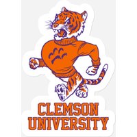 Vintage Tiger Mascot For Clemson - Clemson - Stickers — Stickers & Decals