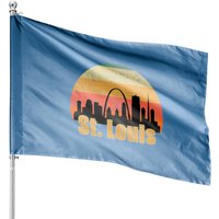 Saint Louis City Skyline Silhouette Sunset, I Love Stl House Flags — Drapeaux décoratifs
