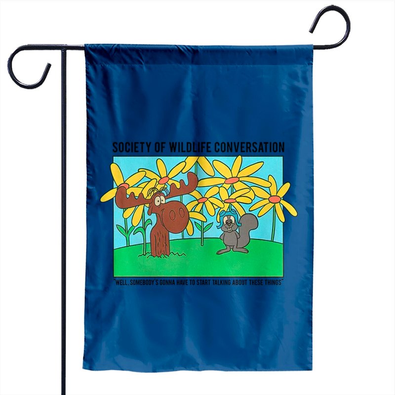 Rocky And Bullwinkle Society Of Wildlife Conversation Garden Flags — Drapeaux décoratifs