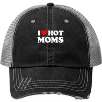 I Love Hot Moms Tshirt Funny Red Heart Love Moms Long Sleeve Trucker Hats — Casquette de baseball
