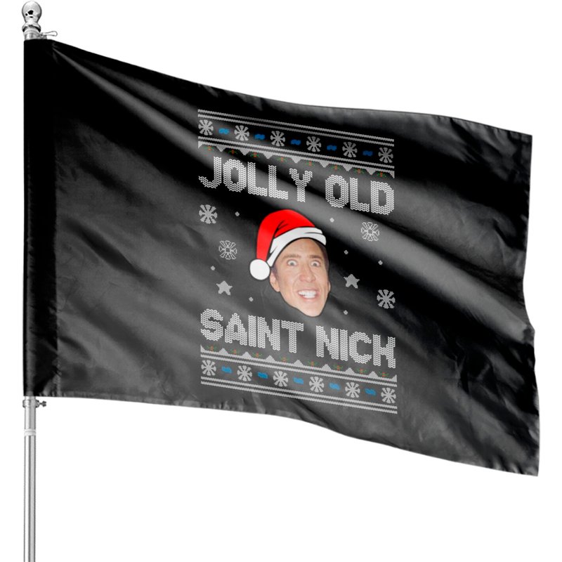 Jolly Old Saint Nick Nicolas Cage Christmas - Nicolas Cage - House Flags — Decorative Flags