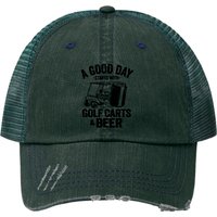 A Good Day Starts With Golf Carts And Beer Funny Golfing Print Trucker Hats — Casquette de baseball