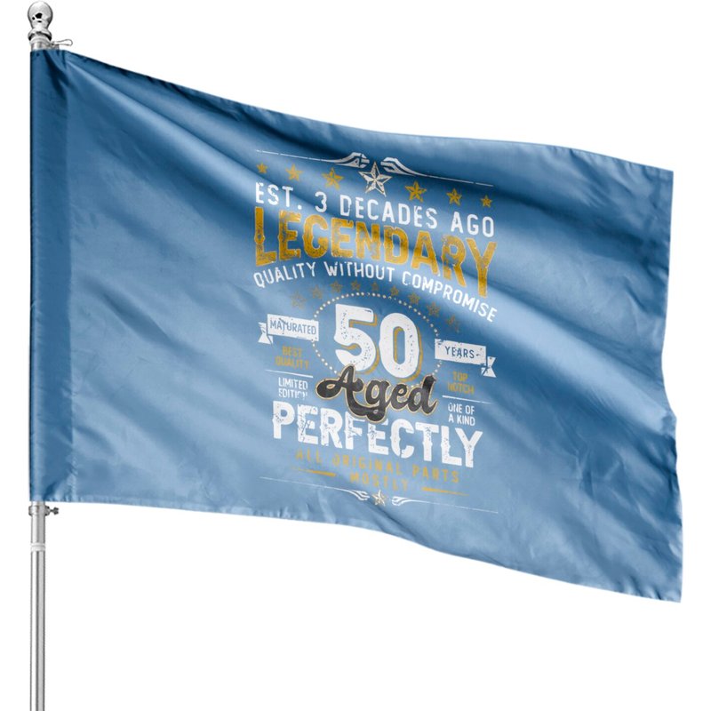 Vintage Legendary 50 Years Old Aged Perfectly 50th Birthday House Flags — Drapeaux décoratifs