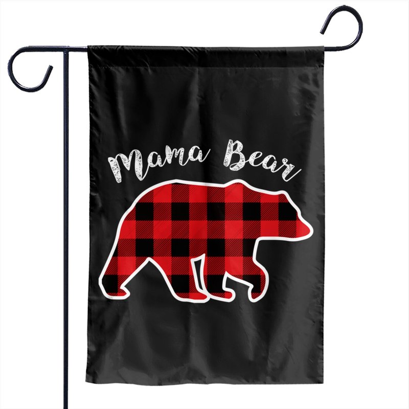 Mama Bear | Women Red Plaid Christmas Pajama Family Mom Gift Garden Flags — Decorative Flags