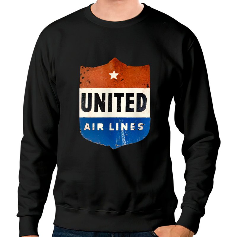 United Air Lines - Distressed, Vintage Luggagesticker - United Airlines - Sweatshirts — Sweats à capuche pour hommes