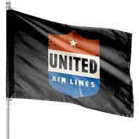 United Air Lines - Distressed, Vintage Luggagesticker - United Airlines - House Flags — Drapeaux décoratifs