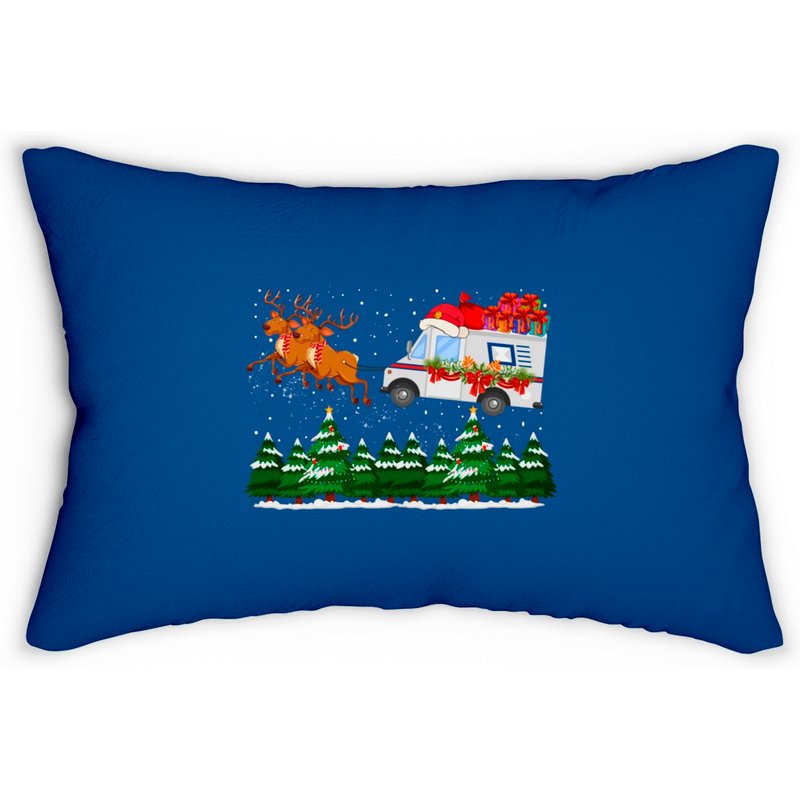Mailman Postal Truck Mail Carrier Xmas Christmas Lumbar Pillows — Decorative Cushions