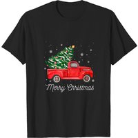 Vintage Red Truck With Merry Christmas Tree T-shirts
