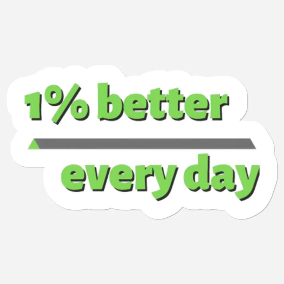 Autocollants Kiss-Cut 1% Better Every Day 2" x 2" Blanc