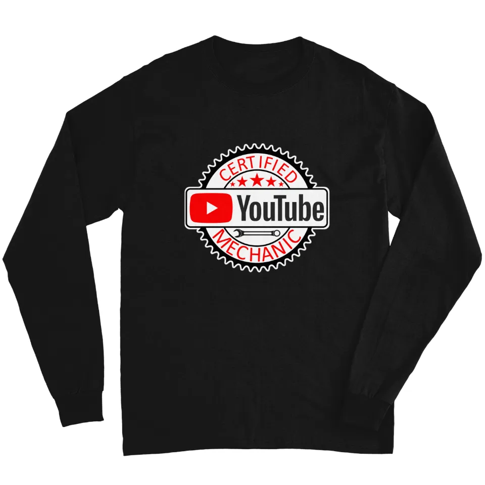 T-shirt à manches longues 011 YouTube Certified Mechanic pour jeunes - Noir