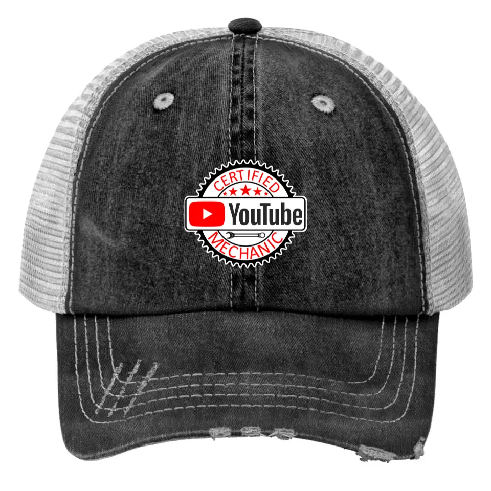 Chapeau Trucker Imprimé Mécanicien Certifié YouTube 011 Unisexe Noir — Casquette de baseball