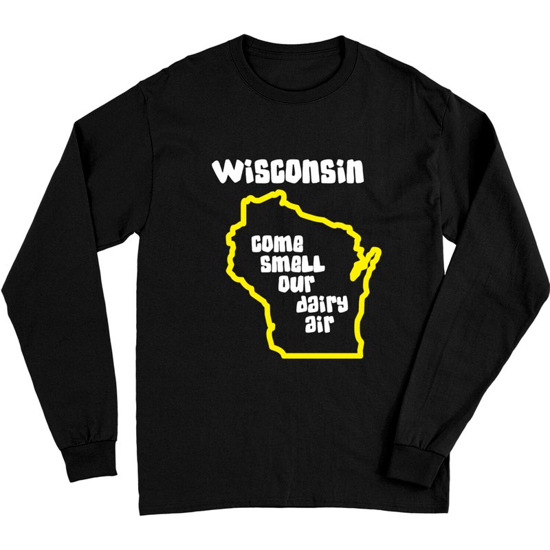 Wisconsin Come Smell Our Dairy Air Long Sleeves — T-shirts pour hommes
