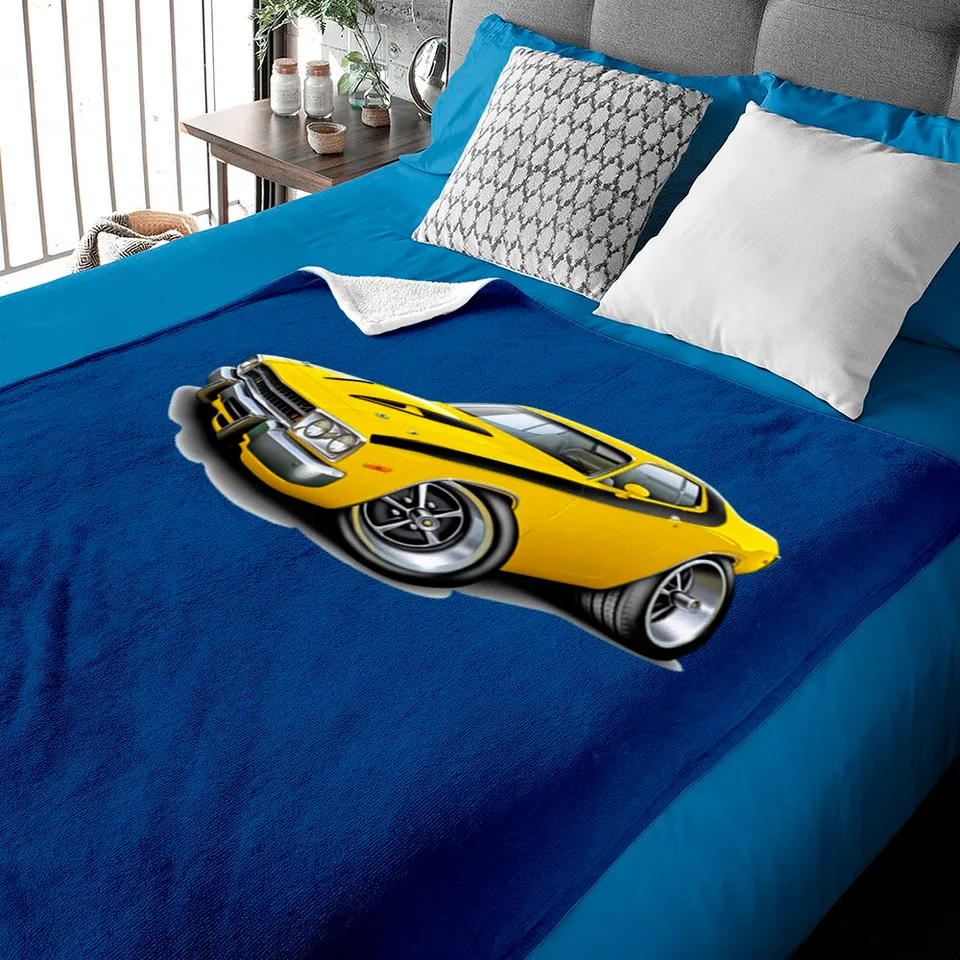 1973-74 Roadrunner Yellow-black Car Baby Blankets