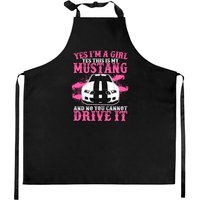 Yes Im Girl Yes This Is My Mustang And No You Cann Kitchen Aprons — Tabliers de cuisine
