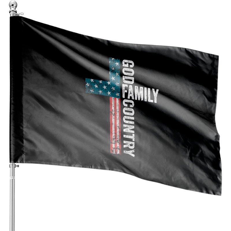 God Family Country - Patriotic Freedom Christian U House Flags — Decorative Flags