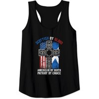 Scottish By Blood American By Birth Cross Flag Tank Tops
