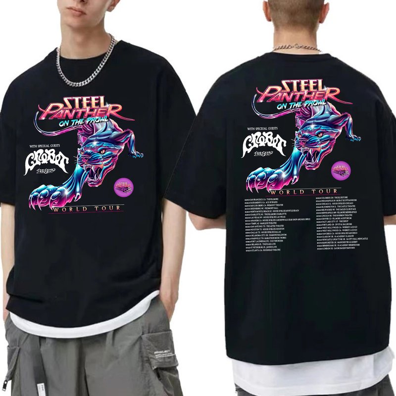 Steel Panther On The Prowl World Tour Shirt, Steel Panther Band Gift Fan Shirt — T-shirts pour hommes