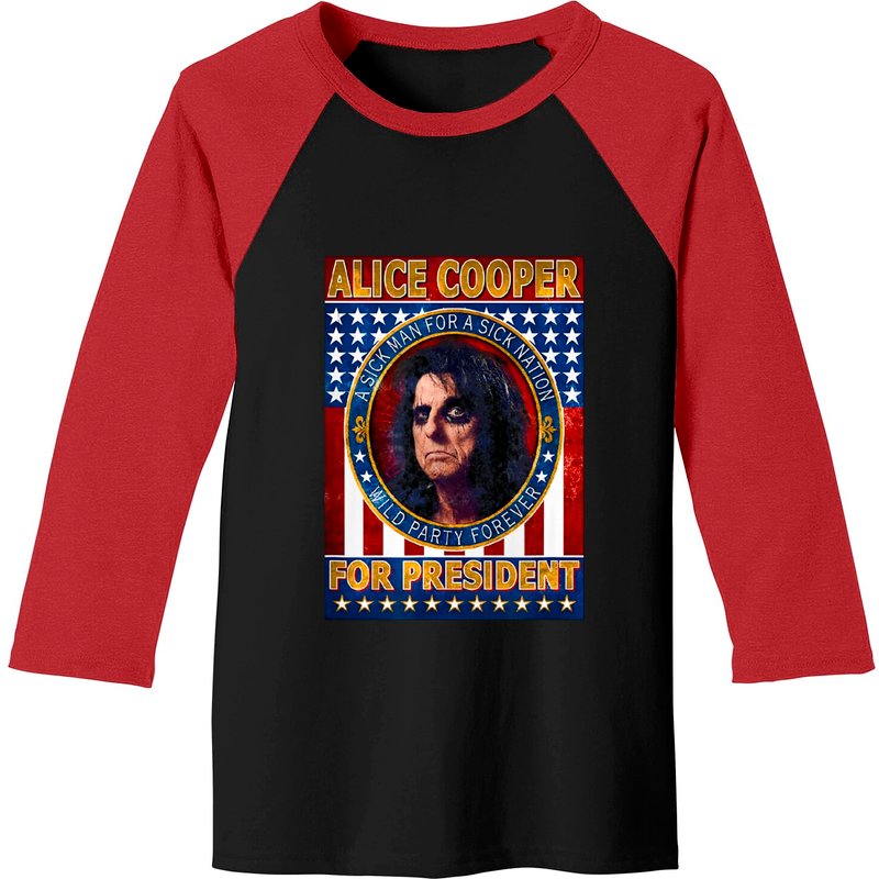 Alice Cooper - Alice Cooper For President Baseball Tees — Mens T Shirts