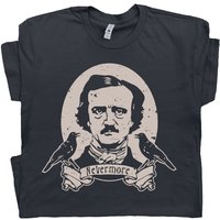Edgar Allan Poe T Shirt Quoth The Raven Nevermore Tee Occult Gothic Horror Shirts — T-shirts pour hommes