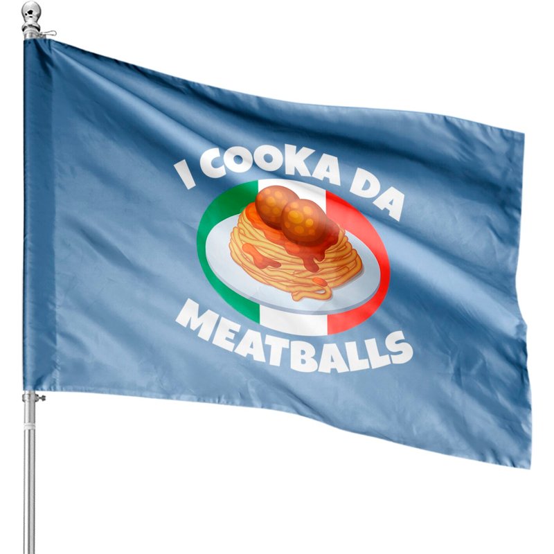 Cooka Da Meatball Funny Trending Italian Slang Ita House Flags — Drapeaux décoratifs
